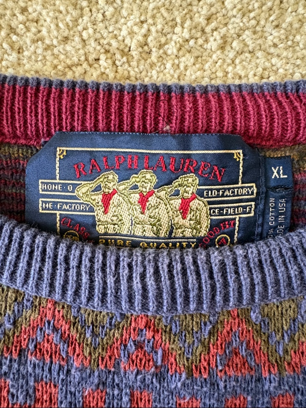 Ralph Lauren Multicolor Geometric Crewneck Sweater — Blue, Red, Green, Purple - Picture 4 of 8